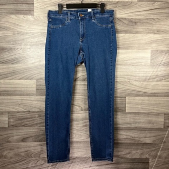 H&M Jeans Skinny Ankle Womens 32 Blue Pockets Medium Wash Mid Rise Denim Classic - Picture 1 of 12